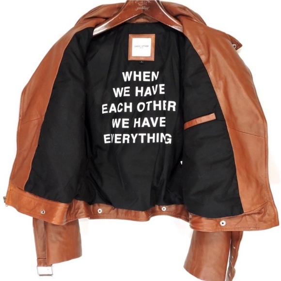 Motorcycle jacket soft leather cognac brown leather jacket size M moto jacket - Picture 12 of 16